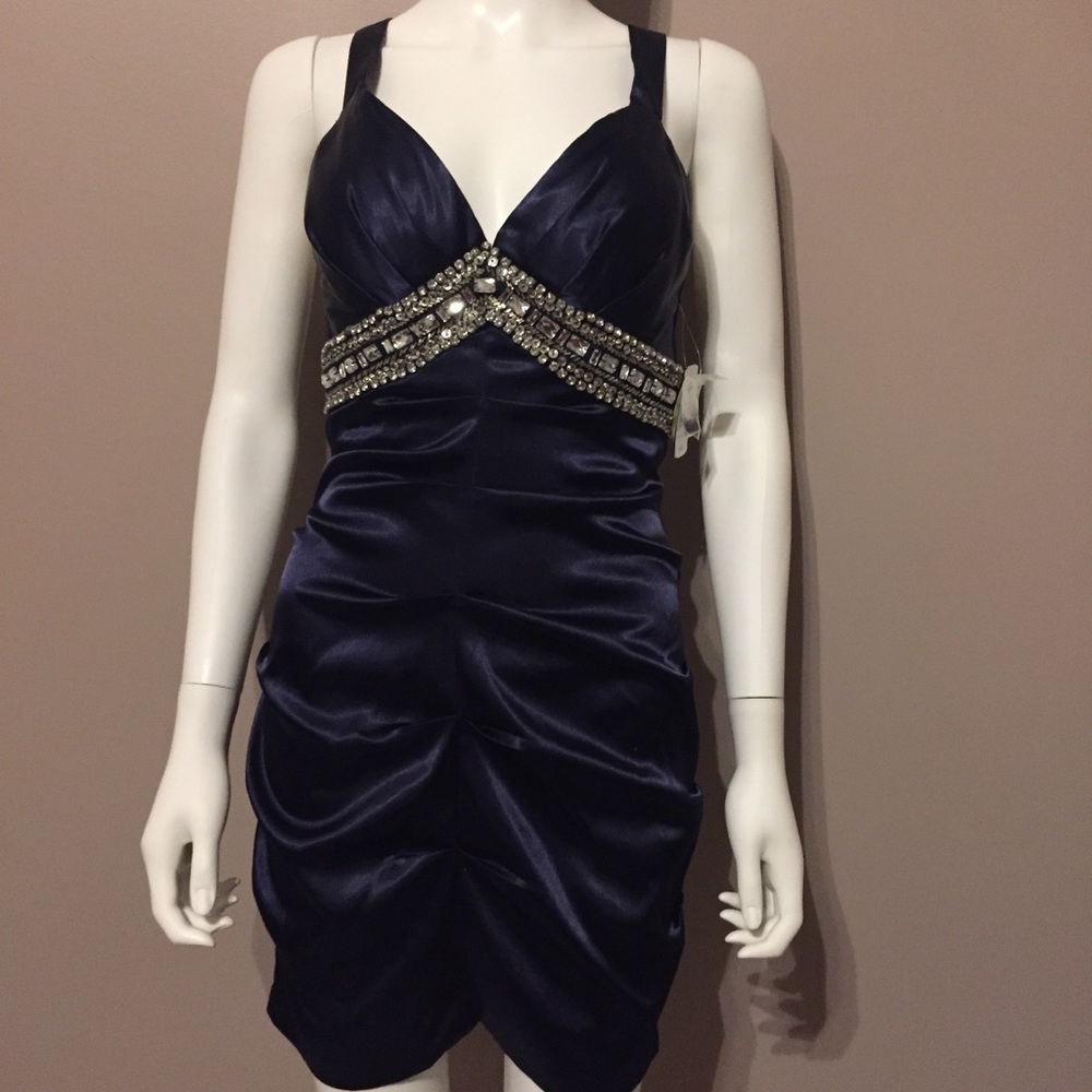 BNWT Windsor Navy Beaded Prom Party Dress Size 5/6